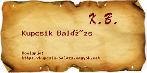 Kupcsik Balázs névjegykártya